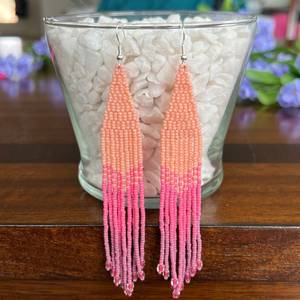 Boho ต่างหูลูกปัดด้วยการออกแบบสีฟ้าครามแอนดี้ cascading Fringe, เครื่องประดับของขวัญที่ไม่ซ้ำกัน - Product Image 3