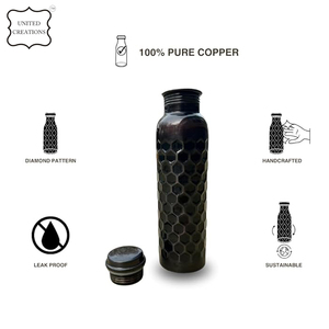 ขวดน้ำทองแดงโบราณรูปทรงเพชรสีดำรูปทรงค้อนออกแบบให้ดื่มโดยตรงน้ำทองแดงอายุรเวทสำหรับต้ม - Product Image 2