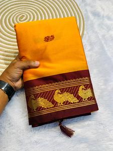 Sari en soie douce de style indien Banarsi avec un chemisier fantaisie, tenue de fête de mariage exclusive, sari ethnique pour femmes le plus vendu - Product Image 3