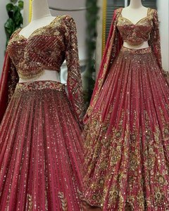 Conjunto de Lehenga Choli de Seda Georgette Bordada con Piel Sintética Brillante para Invierno, Traje Tradicional para Novia, Dama de Honor, Bodas y Fiestas - Product Image 2