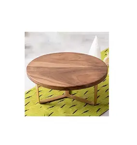 좋은 찾고 자연 아카시아 나무 둥근 모양 나무 케이크 스탠드 금속 스탠드 파티 테이블 도자기 사용 멋진 디자인 새로운 모양