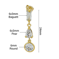 Pendientes Colgantes de Lujo J.J. BRAVO en Oro de 14K con Circonitas y Perlas Baguette - Regalo para Bodas y Fiestas, Certificados por Terceros