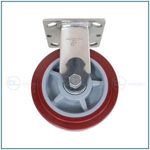 ล้อเลื่อนสแตนเลสแบบแข็ง SUS 304 สำหรับงานหนัก ขนาด 4/5/6/7*2 นิ้ว โพลียูรีเทน PU สำหรับรถยก - Product Image 2