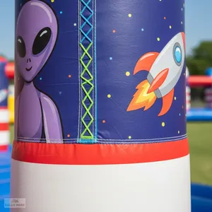 Toboggan gonflable commercial sur le thème des extraterrestres, grand toboggan extérieur sur le thème de l'espace, équipement de terrain de jeu en bâche PVC, toboggan rebondissant - Product Image 5