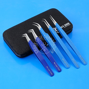 Pince à cils professionnelle à 90 degrés Extensions de cils à pointe de fibre Pince à épiler de volume Pince à épiler d'isolation incurvée et droite pour cils - Product Image 4