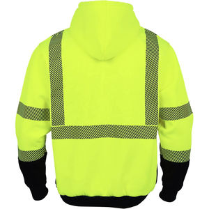 Sudadera con capucha de lana de seguridad reflectante de visibilidad de alta calidad para hombre, chaqueta con cremallera, Sudadera con capucha básica mezclada para hombre, logotipo personalizado - Product Image 5