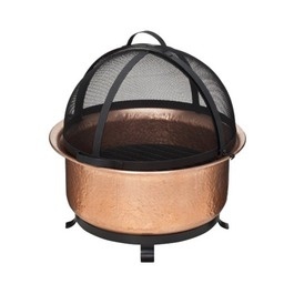 Durable <b>round</b> iron <b>fire</b> <b>pit</b> with natural patina finished perfect for outdoor garden heating and family gatherings - Product Image 5