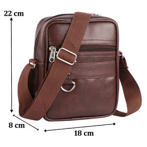 กระเป๋าเดินทางแบบสลิงหนังแท้สำหรับผู้ชายสไตล์แฟชั่นพร้อมซิปปิด - Product Image 2