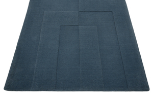 Alfombra Moderna de Lana 100% Tejida a Mano con Diseño Geométrico, Color Carbón Sólido, Ecológica, de Pelo Medio, Textura Alta-Baja, Tallada a Mano para el Hogar - Product Image 2