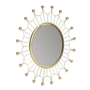 Cadre de miroir mural de forme plus ronde plaqué or de luxe de haute qualité pour la décoration de salon et de chambre à coucher prix de gros - Product Image 1