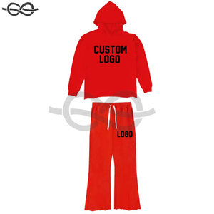 Ensemble de survêtements Street Style pour homme Pantalon évasé et sweat à capuche zippé 2 pièces Trendy Layered Look Pantalon empilé - Product Image 3