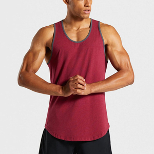 Débardeurs de sport décontractés pour hommes 100% Coton Respirant Infroissable Tissu tricoté 180g Marque privée Stringers Grandes tailles - Product Image 6