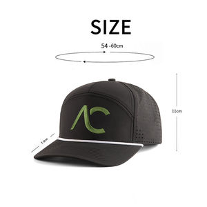 Casquette de baseball en toile découpée au laser personnalisée 5 6 7 panneaux Casquette de camionneur étanche corde pour golf plage extérieur Denim éponge - Product Image 1