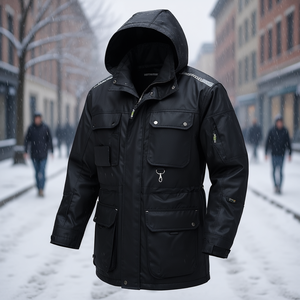 เสื้อแจ็คเก็ตฤดูหนาว BOSTON TEXXOR สีดำสไตล์เสื้อกันฝน - Product Image 3