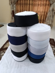 Hot Sell Classic Bukhari <strong>Koofi</strong> Customized Embroidered Muslim Prayer Cap Blue Black White <strong>Hat</strong> for Four Seasons in Bangladesh - Product Image 5