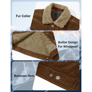 2025 High Quality Men's Winter Windbreaker <b>Jacket</b> For Men High Streetwear Custom Design Corduroy Knitted Fabric <b>Light</b> Dyed - Product Image 5