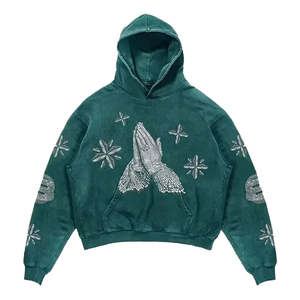 เสื้อฮู้ดสวมหัวผ้าเฟรนช์เทอร์รี่สำหรับผู้ชายผ้าคอตตอนแบบ100% พิมพ์ลายพิมพ์พัฟสำหรับฤดูหนาว - Product Image 5