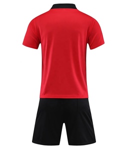 Ensemble de maillot de football vert pour homme, manches courtes, col en V, polyester respirant, uniforme avec poches et short noir - Product Image 2