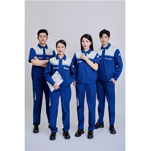 Ensemble de vêtements de travail respirant FMF pour hommes, bleu et gris, à manches courtes, confortable, durable, haute visibilité - Product Image 2
