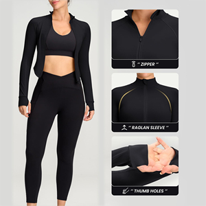 Nouvelle veste de yoga pour femmes, logo personnalisé, manches longues, fermeture éclair sur le devant, respirante, séchage rapide, couleur personnalisée, haut de fitness - Product Image 5