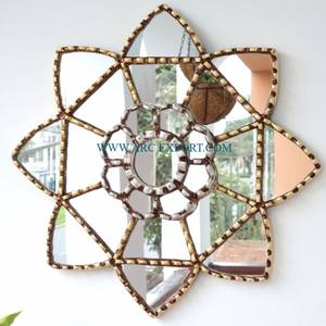 Miroir mural décoratif plaqué or miroir mural design moderne fait à la main miroir mural classique élégant nouveau look motif - Product Image 2