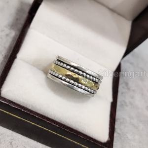 Marteau Spinner bande bohème bague en argent Sterling 925 femmes pouce anneau Fidget bijoux faits à la main fête anxiété hommes Spinner anneau - Product Image 5