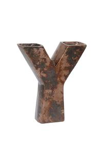 Jarrón de Flores en Forma de W de Latón Antiguo, Centro de Mesa Decorativo de Metal, Jarrón de Metal de Tubo Triple de Latón Antiguo Nórdico, Decoración del Hogar - Product Image 5