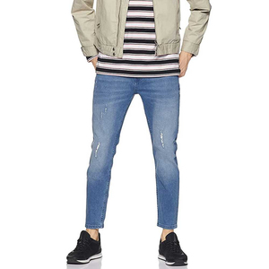 Nouveau jean pour homme, coupe ajustée, élégant, couleur bleue, longueur cheville, pantalon d'été, pantalon en denim pour homme, service OEM ODM - Product Image 6