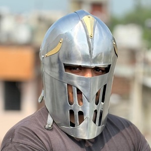 Casco de caballero medieval hecho a mano con visera de Aegis Prime con detalles dorados para cosplay y coleccionistas - Product Image 1