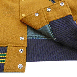 แจ็กเก็ตขนสัตว์ของผู้ชายสไตล์เท่ๆมีคอตั้งและแขนหนังเบสบอล - Product Image 2