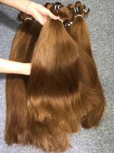 Natural Straight Raw <b>Lighter</b> Brown Wholesale Factory Priced Machine Double Drawn Virgin Hair Extensions Bundles - Product Image 5