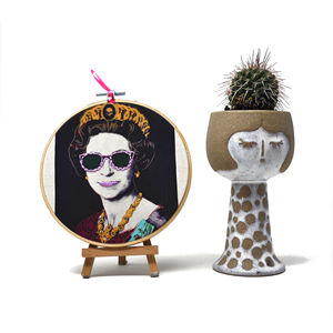 Broderie artisanale moderne en coton, thème Reine Elizabeth, 15 cm, décoration d'intérieur - Product Image 5