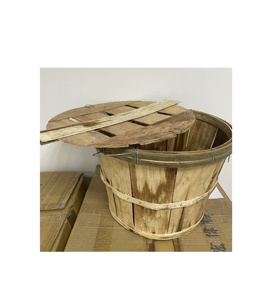 Cesta de bushel de recolección de manzanas de madera vintage-Mercado de granjero rústico-Decoración de porche delantero, jardín de casa y suministros para fiestas - Product Image 2