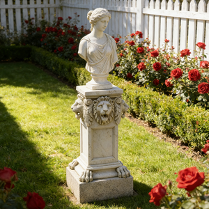 Base <span class=keywords><strong>de</strong></span> Jardinière <span class=keywords><strong>en</strong></span> Résine Peinte à la Main <span class=keywords><strong>de</strong></span> Style Europé<span class=keywords><strong>en</strong></span>, Tête <span class=keywords><strong>de</strong></span> <span class=keywords><strong>Lion</strong></span>, Colonne Cannelée, <span class=keywords><strong>Statue</strong></span> <span class=keywords><strong>de</strong></span> Jardin Ornée Aspect <span class=keywords><strong>Pierre</strong></span> pour la Décoration Intérieure - Product Image 2
