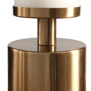 Portavelas de mármol blanco de lujo con acento dorado, candelabro de Pilar moderno hecho a mano para decoración del hogar, bodas y regalos - Product Image 4