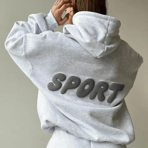 Sweat à capuche 100% coton surdimensionné de haute qualité pour femmes Streetwear respirant avec logo personnalisé taille personnalisée - Product Image 4