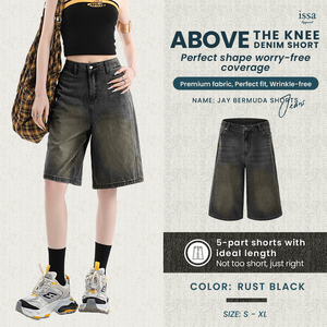 Bermuda Jay taille haute pour femme confort coupe régulière respirant 5 poches Denim proportion moderne assis genou rue - Product Image 2