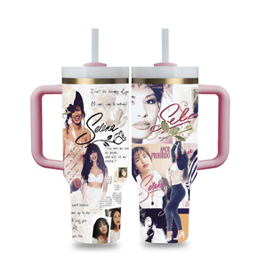 Vaso térmico personalizado con logo para exteriores, diseño de la cantante Selena Quintanilla, botella de agua de 40 oz, tazas, juego de regalo de tazas térmicas. - Product Image 3