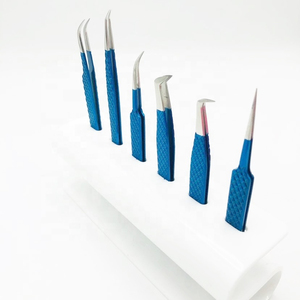 Juego de pinzas para extensión de pestañas al por mayor, pinzas de color azul recubiertas con todo tipo de pinzas con diferentes puntos en ángulo para el levantamiento de pestañas - Product Image 4