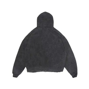 Pull à capuche pour hommes, poids lourd 100% coton, surdimensionné, style vintage délavé à l'acide, nouvelle mode, couleur unie, hiver, teint uni - Product Image 5