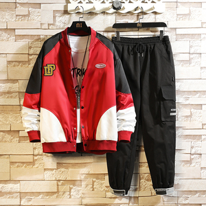 Sudadera con capucha para hombre, chaqueta de trabajo, chándal, pantalones, conjuntos de 2 piezas de béisbol, cintas sueltas de cremallera, abrigo y pantalones largos, 2022 - Product Image 6