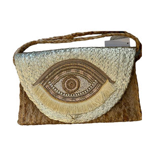 High Selling Bohemian Style Jute Handmade Clutch <b>Bag</b> for Women From India Long Zipper Closure Beading Shell Tassel Cotton Lining - Product Image 3