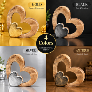Wholesale Wood and Metal Couple Figurine Inside Heart Shape Frame Romantic Sculpture Home Tabletop <b>Decor</b> <b>Valentine</b> Gift Ornament - Product Image 3