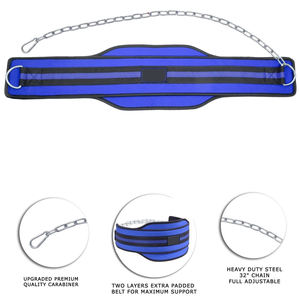 Levantamiento de pesas Cuero de vaca Heavy Duty Dipping Belt Ejercicio Fitness Gimnasio Body Building Color AZUL Deadlifting Cinturón de entrenamiento de fuerza - Product Image 3