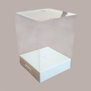 Boîte d'affichage transparente avec effet de fibre blanche 210x210H250mm 5 pièces pour fournitures de vacances de Pâques H30 mm fond en papier - Product Image 4