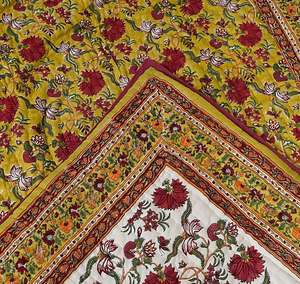 Edredón Kantha de algodón orgánico de alta calidad, tamaño Queen, estilo bohemio, hecha a mano colcha de retazos, edredón estampado de estilo indio suave - Product Image 5