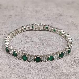 Pulsera de Mujer con Esmeralda Natural, Piedra de Nacimiento de Mayo, Regalo de Boda, Navidad, Joyería Hecha a Mano, Pulsera de Plata de Ley 925 - Product Image 5