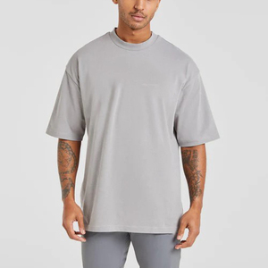 Camiseta de 320gsm para hombre, 100% de algodón de gran tamaño, a la moda, con hombros caídos, ajuste holgado, camisetas para exteriores para hombre - Product Image 2