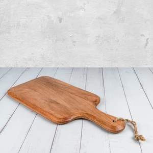 Planche à découper en bois d'acacia, pour la viande, le fromage, le pain, les légumes et les fruits, avec poignée (15 "X 7") - Product Image 3