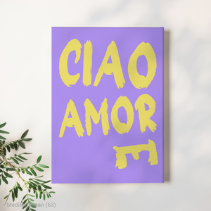 Mediterranean Ciao Amore Pop Art for Greetings Modern Design HD Canvas Art with Wood <b>Frame</b> - Product Image 2